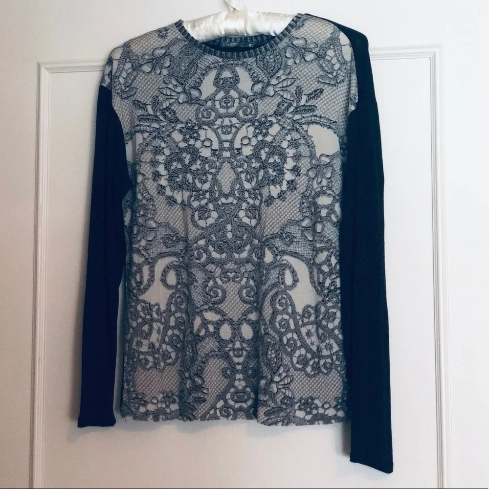 Zara W & B Collection Grey Long Sleeves Top